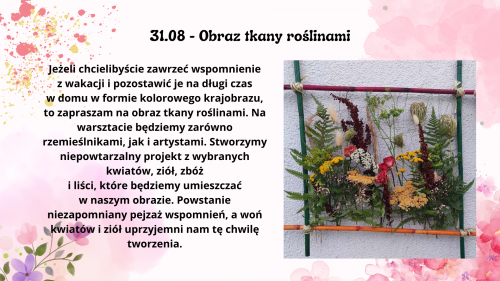 Obraz tkany roślinami - Wspomnienie z wakacji - cykl warsztatów na pożegnanie lata