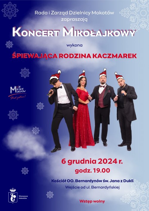 Koncert Mikołajkowy wykona Śpiewająca Rodzina Kaczmarek